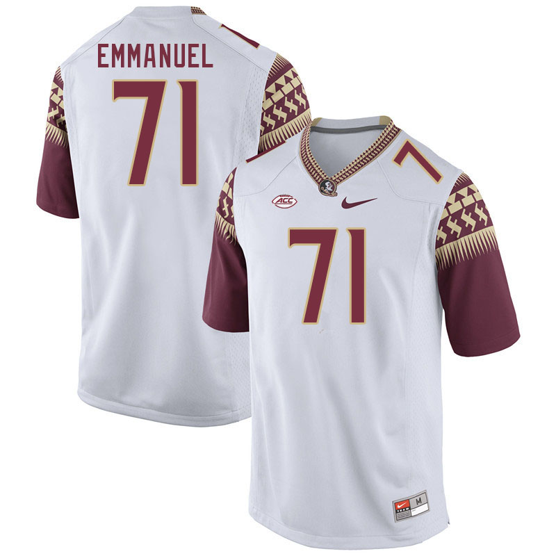 Men #71 D'Mitri Emmanuel Florida State Seminoles College Football Jerseys Stitched-White
